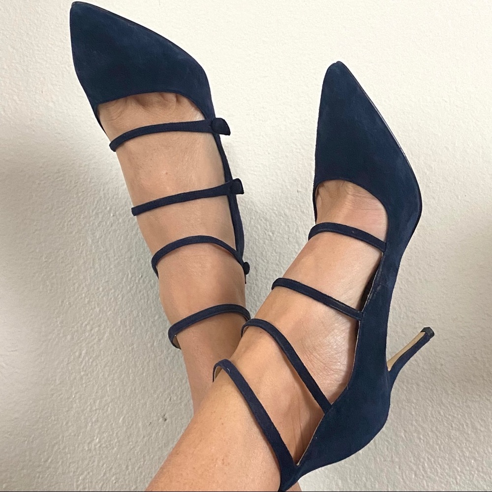 NAVY BLUE SUEDE pumps size 8M